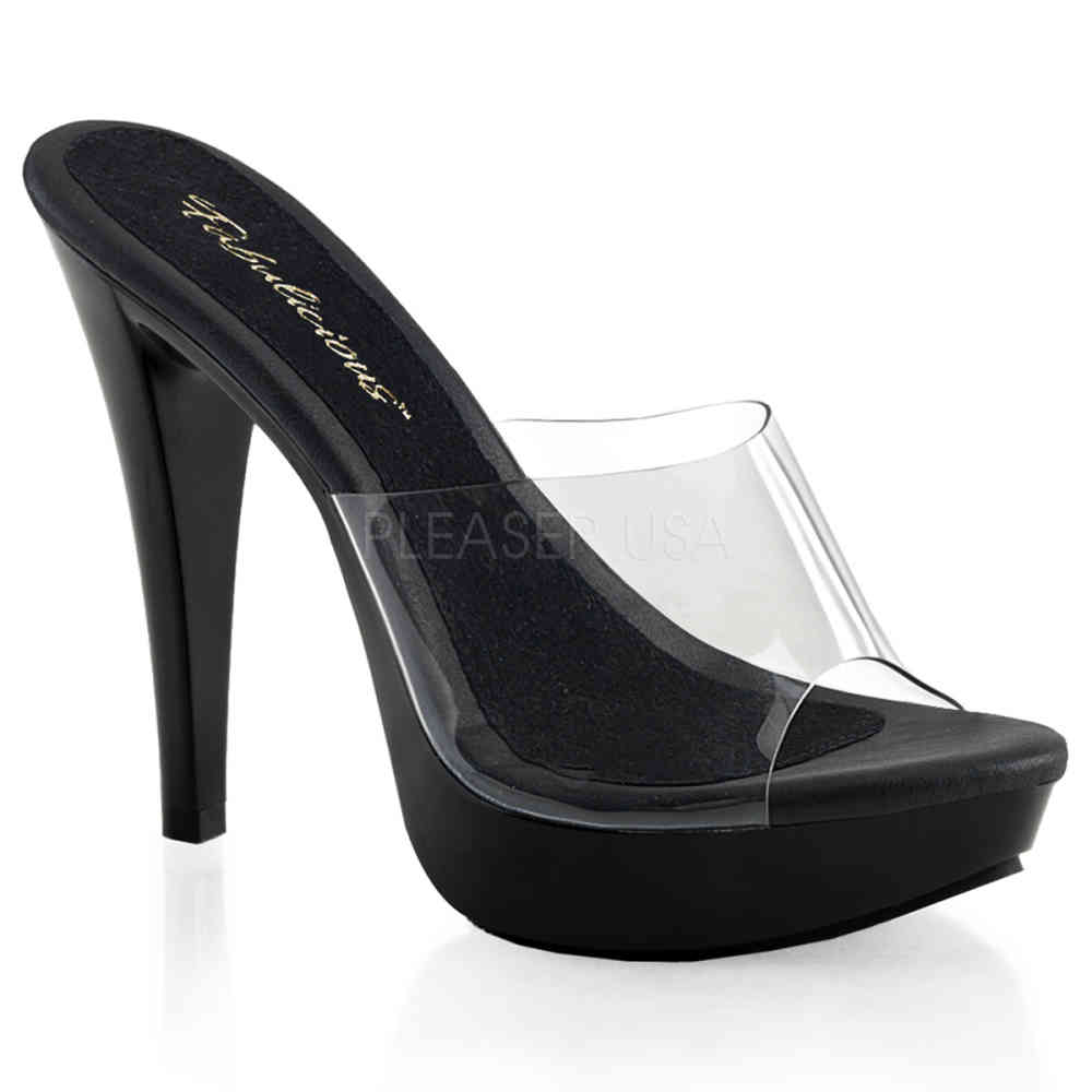 Fabulicious - COCKTAIL501 Mules à talon - Noir/Transparent